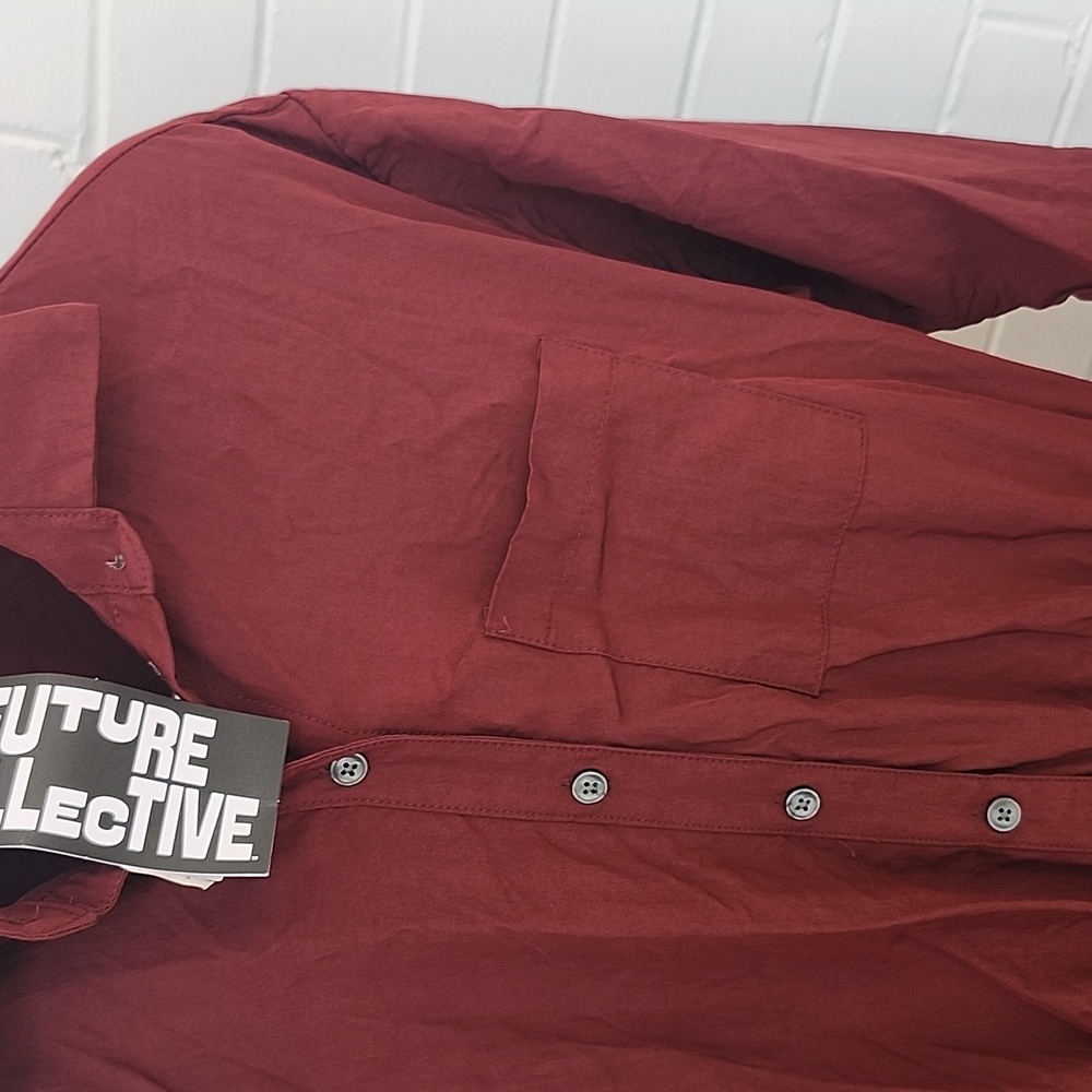 Maroon Button-Up Dress, Xs - Picture 5 of 8